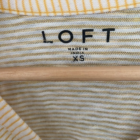 LOFT YELLOW STRIPED BUTTON DOWN SHIRT TIE SIZE XS - Picture 2 of 4